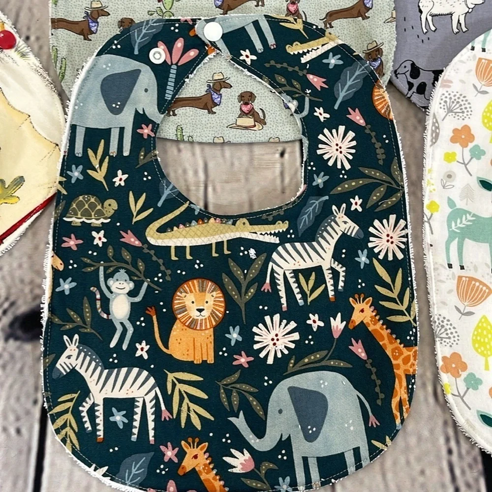 Designer handcrafted bib various animals